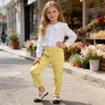 thumbnail image 6 of HAOTAGS Girls Cotton Pants (3-12) Casual Soft and Breathable Stright Leg Long Pants Yellow Size 6, 6 of 10