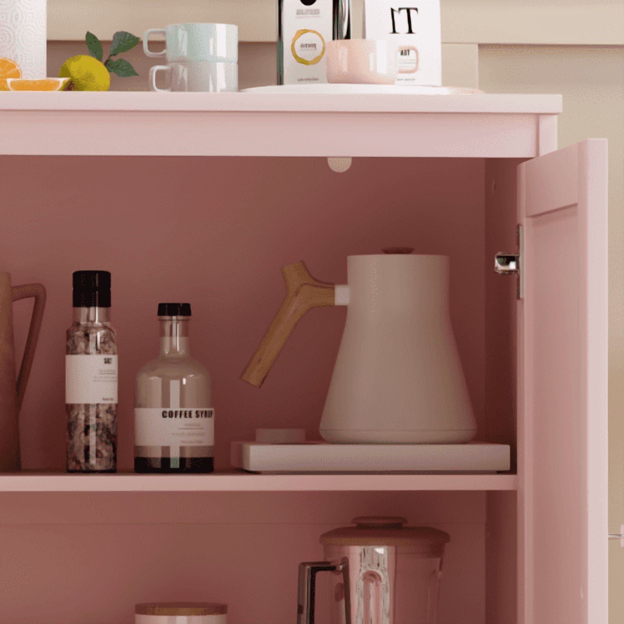 Kitchen Storage Cabinet with Double Doors, Adjustable Shelves, Coffee Bar Cabinet, Sideboard Buffet for Dining Room, Living Room, Entryway, Pink