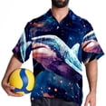 thumbnail image 4 of Starry Shark Men's Short Sleeve Poplin Shirt, Casual Button Down Shirts, Printed Summer Beach Shirt, Unisex Casual Button Down Top, 4 of 6