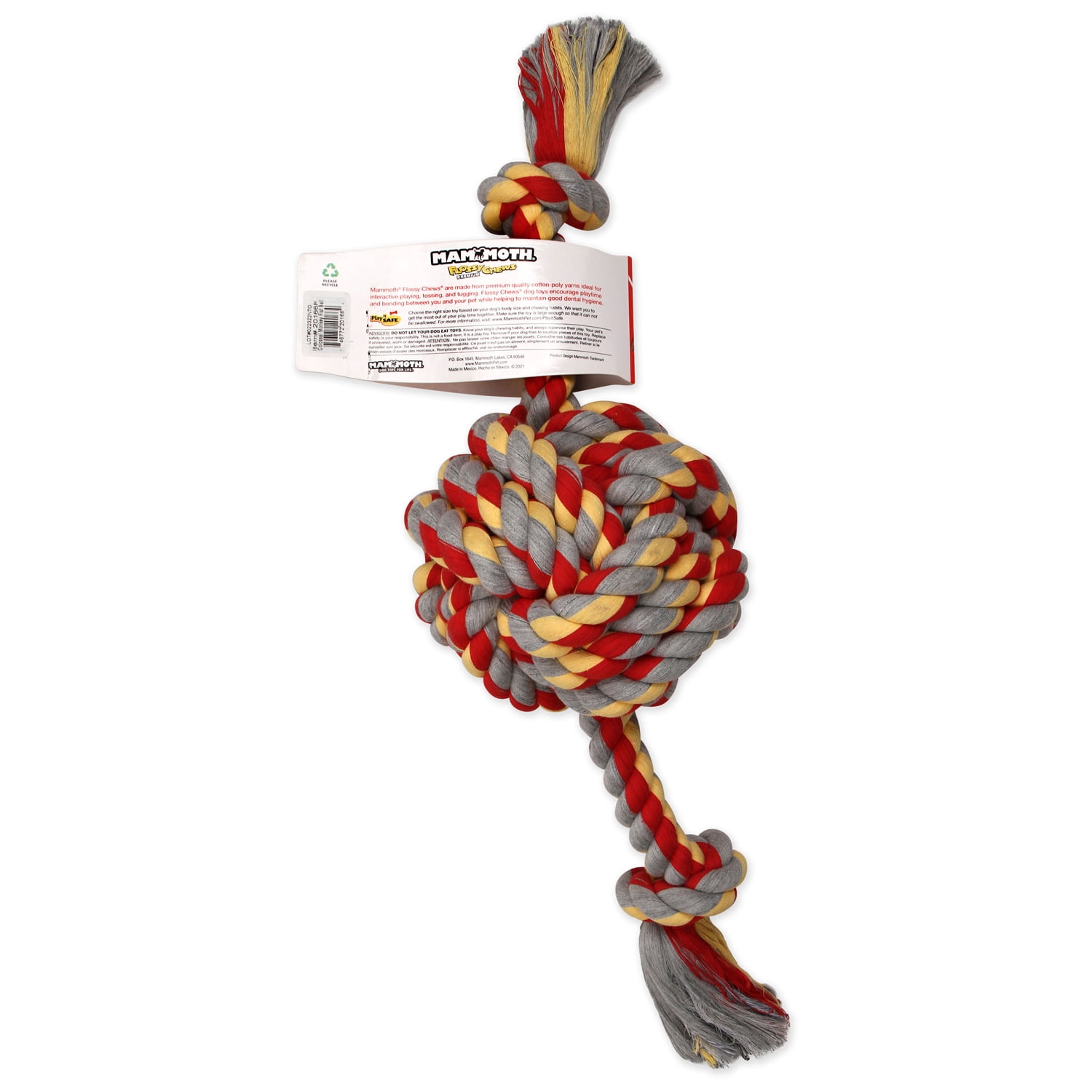 Mammoth Pet Products Colossal 25" Color Monkey Fist Ball Dog Toy with Rope Ends
