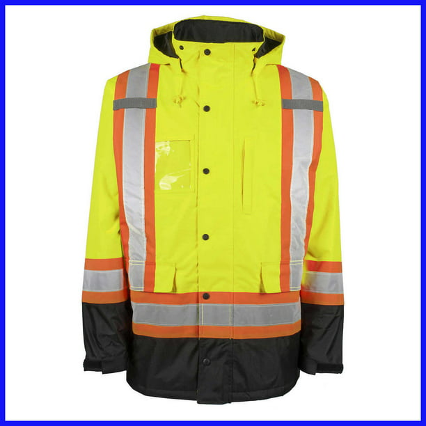 Holmes HI-VIS Rain Jacket Parka, Heavy Duty Work Safety Rain Coat ...