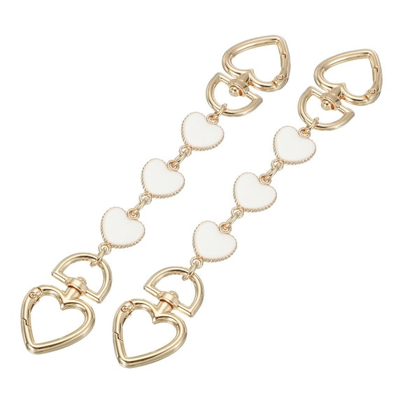Uxcell 2Pcs Purse Strap Extender Heart Bag Extender Chain Replacement, White