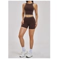 thumbnail image 3 of PISONIC Women Two Piece Workout Sets Color Block Tank Top and High Waist Shorts Gym Yoga Active Set, 3 of 6
