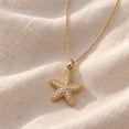 thumbnail image 2 of Green Jiss Exquisite Starfish Necklace – Gold-Plated Textured Starfish Pendant with Pavé Cubic Zirconia (CZ) on a Box Chain; A Perfect Summer Beach/Ocean-Themed Jewelry Gift for Her, 2 of 6