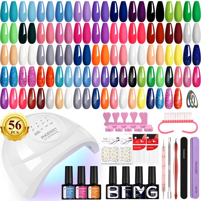 Kit de esmaltes de uñas en gel PHOENIXY con luz UV, 48 W, 56 unidades, 108 Effect