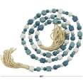 thumbnail image 3 of DecMode Blue Wood Bohemian Garland Décor with Geometric Bead Details and Cream Cotton Tassel, 81"L, 3 of 7
