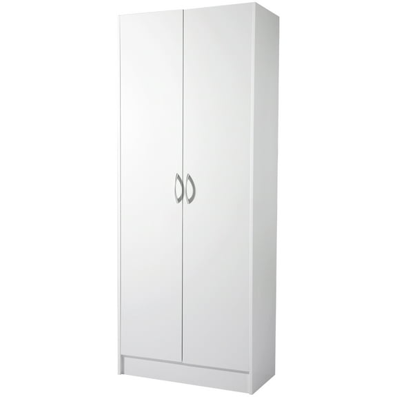 KFFKFF 60" Kitchen Pantry Cabinet with 2 Doors, Dining Room Cabinet, 110LBS Independent Solid & Sturdy Storage Cupboard with 3 Shelves for Kitchen, Entryway, Kitchen - White