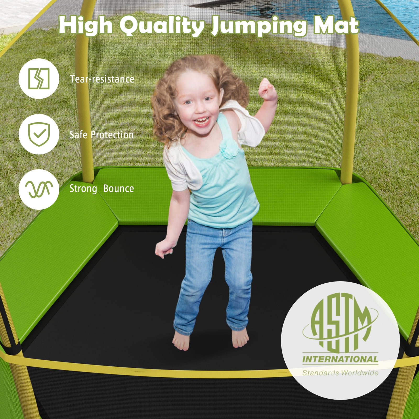 Infans 7FT Kids Trampoline Outdoor Indoor Recreational Bounce Jumper