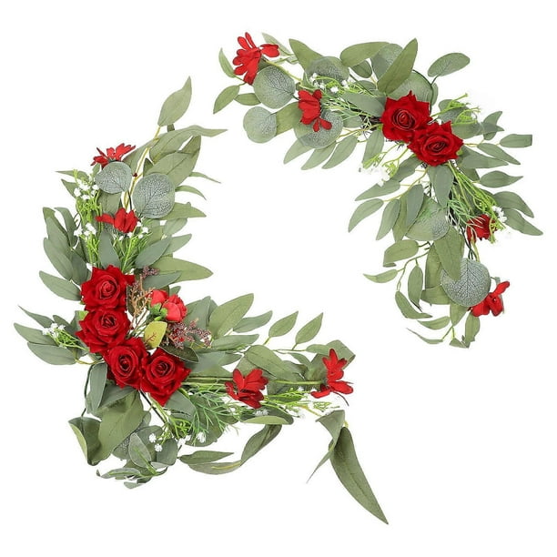 Artificial Rose Ornament for Decoration 2Pcs Red Arch Flowers for Weddings
