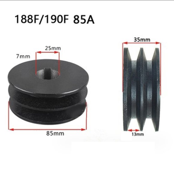 Round Belt Pulley Metal Double Channel Gasoline Engine Diesel Power Thresher Machine 168/170F 55A 168/170F 55Aconvex 168/170F 188/190F 85A