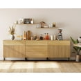thumbnail image 2 of 94.5" Modern Reeded Minimalist Sideboard with Doors and Drawers, 3-In-1 Wooden Credenza Storage Cabinet for Kitchen, Dining Room, 2 of 7