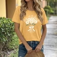 thumbnail image 2 of Short Sleeve T-shirts for Women Teens Daisy Floral Printed Crewneck Casual Summer Tee S-2XL Base Tshirts (M, Yellow #A), 2 of 5