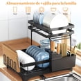 thumbnail image 4 of Escurridor de Trastes 2 Niveles,Escurridor de Trastes Acero Inoxidable,con Sistema de Drenaje Automático,Soporte Vajilla, Estante de Vaso, Accesorios de Cocina,para Organizar la Cocina(Negro), 4 of 7