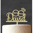 thumbnail image 3 of Custom Name Wedding Cake Topper Personalized Wooden Rustic cake Topper With Rings Cake Decoration 7"-8" Inches Wide, 3 of 3