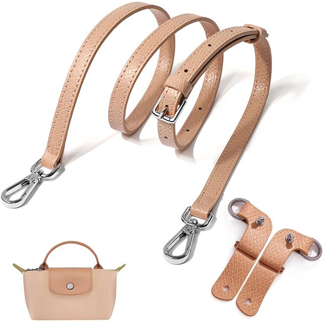 correa de hombro ajustable piel diseñada para la mini bolsa Longchamp, juego bolso cruzado elegante café Rosish-pink
