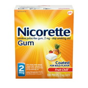 Nicorette  2mg Stop Smoking Aid Nicotine Gum, Fruit Chill, 100 Count, Pack of 3
