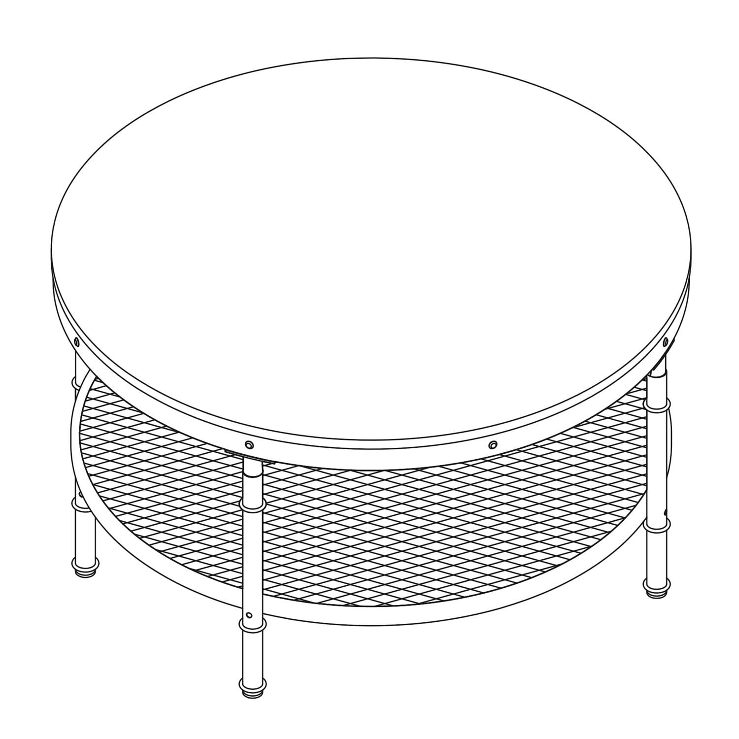 Resenkos 2-Tier Walnut Wood Top Round Coffee Table with Black Metal Base for Dining Room Living Room