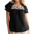 thumbnail image 1 of YDLCAFD Ribbed Tank Tops for Women Women Floral Crochet Short Sleeve Top Crewneck Solid Color Summer Blouses Shirts Fancy Tops for Women Boho Shirts for Women, 1 of 9
