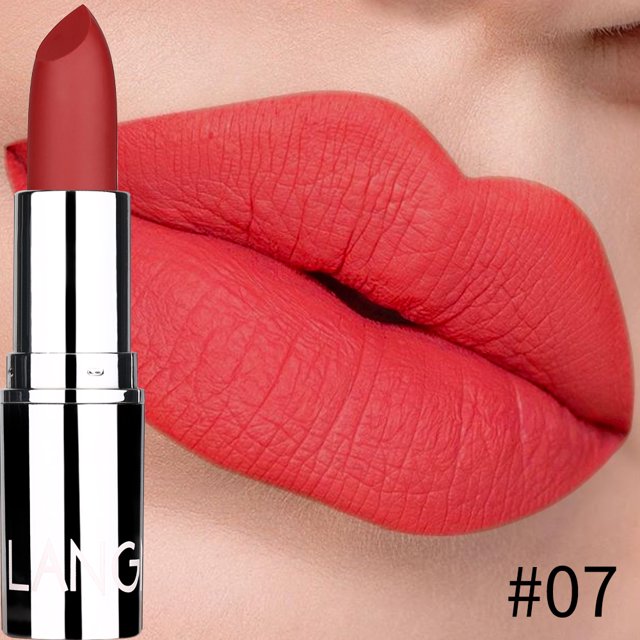 Langmani lápiz labial mate de tubo plateado, maquillaje, 8 colores disponibles
