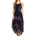 thumbnail image 3 of Sakkas Batik Corset Style Bodice Handkerchief Hem Dress - Black / Purple - One Size, 3 of 4