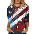 thumbnail image 2 of Frostluinai Shirts for Women Red White and Blue Shirts 3/4 Sleeve American Flag Shirts Crew Neck Stars and Stripes Graphic Tshirts Gifts, 2 of 5