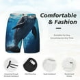 thumbnail image 3 of Balery Ice Blue Ocean Cute Dolphin Bañador para hombre, shorts de playa de secado rápido con entrepierna y forro de compresión-Large, 3 of 6