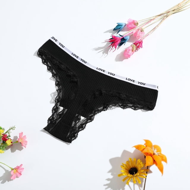 Tanga de algodón para damas, ropa interior de cintura baja para niñas, pantalones de tanga de encaje para mujer