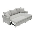 thumbnail image 5 of 80-inch Convertible Sofa Bed, Corduroy L-shaped Couch with Storage Seat & 2 Pillows, Modern Soft Lazy Chair with Pull-Out Ottoman for Living Room Office Apartment, Gray, 5 of 7