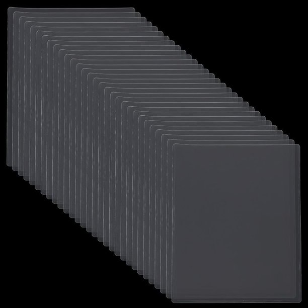 Paquete de 30 fundas de plástico transparente para papel de 9" x 11.5", protectores rígidos de impresión en polvo y agua.
