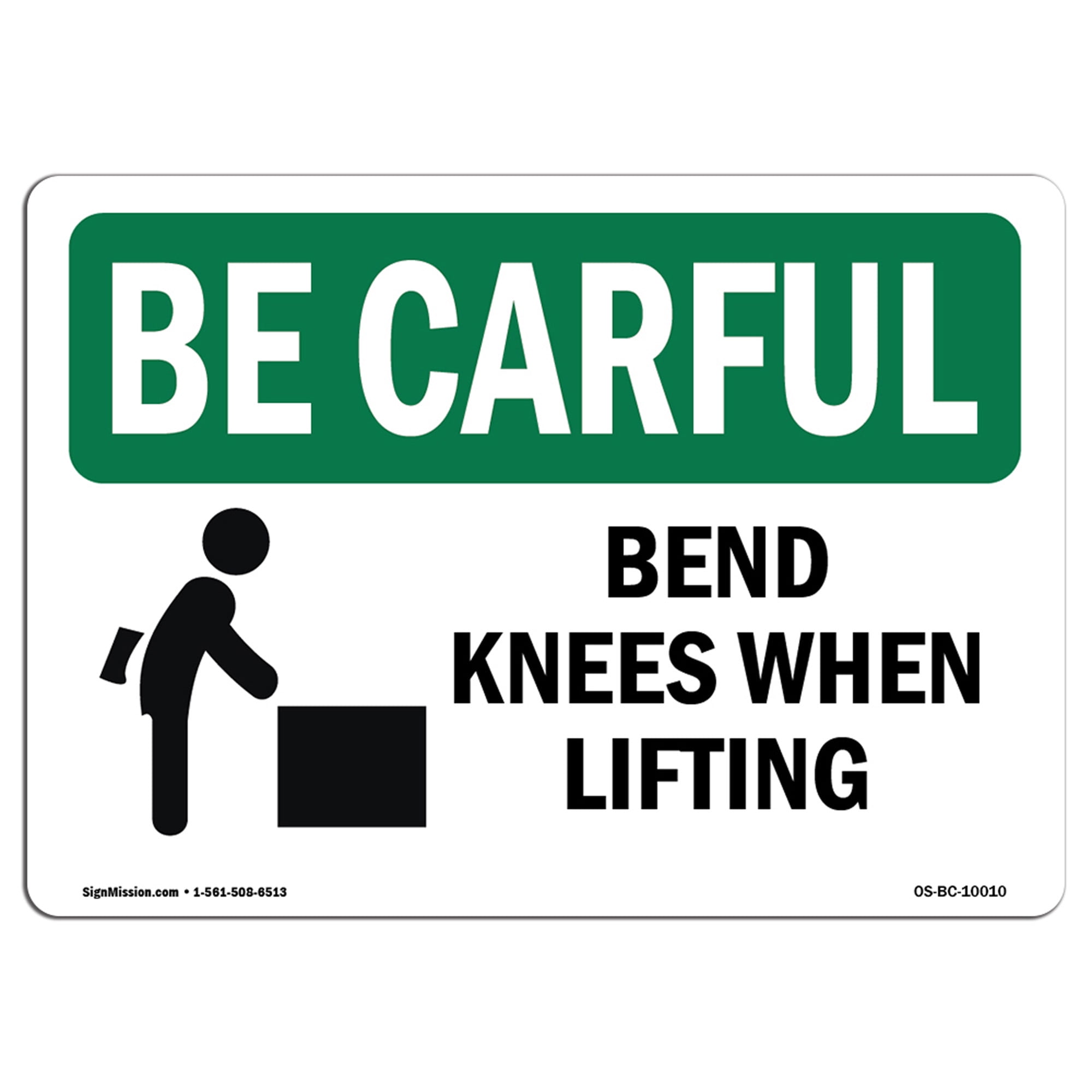 Be Carefeul Bend Knees When Lifting Print Bright Yellow Black Safety Notice Picture Poster Office Business Sign 