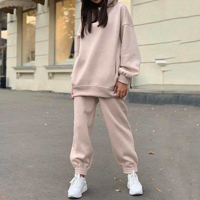 2 uds., Chándal para mujer, pulóver, capucha de manga rga, pantalones de chándal cálidos, conjunto de trajes Otoño Invierno para m Soledad Chándal de sudor