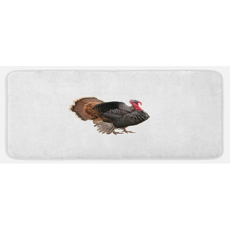 

Turkey Kitchen Mat Realistic Bird Picture Thanksgiving Day Family Dinner Theme Farm Animal Photo Plush Decorative Kitchen Mat with Non Slip Backing 47 X 19 Black Brown Coral by Ambesonne