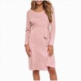 thumbnail image 1 of WUANDIXFA Maternity Dress Long Sleeve Long Sleeve Maternity Sweater Dress for Fall Winter Knit Ribbed Maternity Bodycon Dress Pink,S, 1 of 6