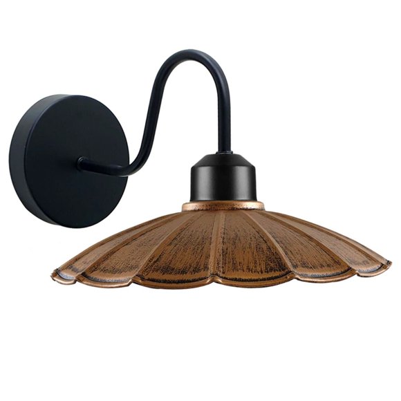 LEDSone Vintage Retro Industrial Brushed Copper Metal Wall Sconce Umbrella Shade Indoor