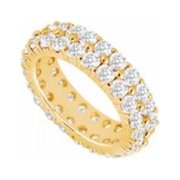 Fine Jewelry Vault UBAGVYR200CZ17825 Two Row CZ Wedding Bands 2ct CZ Eternity Band in 18K Yellow Gold Vermeil