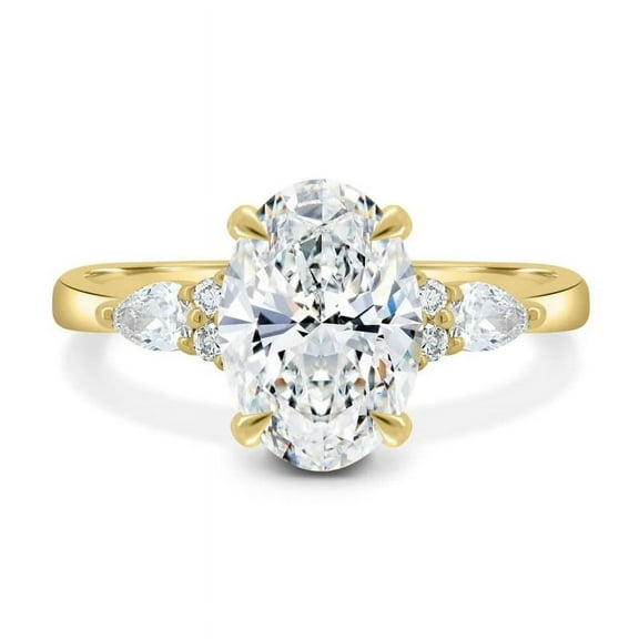 solitaire jewels 2.5CT Muse setting Oval Moissanite Engagement Ring For Women, 14K Yellow Gold