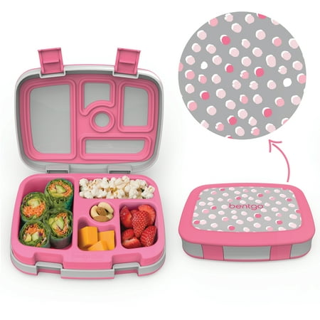 

Bentgo Kids Prints Leak-Proof 5-Compartment Bento-Style Kids Lunch Box - BPA-Free Dishwasher Safe Food-Safe Materials (Pink Dots)