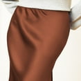 thumbnail image 5 of LYMAYTER S-XL Women Satin Maxi Skirts Silk Side Slit Skirt Casual High Waisted A-Line Long Skirt, 5 of 9