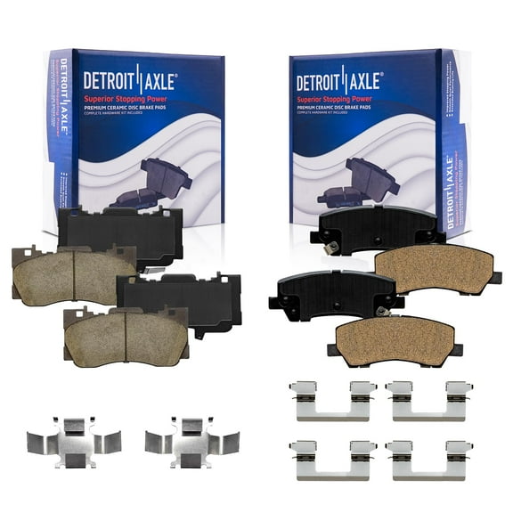 Detroit Axle - Front and Rear Ceramic Brake Pads Replacement for 2015 2016 2017 2018 2019 2020 2021 Ford Mustang 2.3L