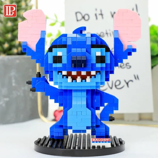 Disney-bloques de construcción de micropartículas de Lilo & Stitch, modelo de animación de dibujos animados ensamblado, juguetes educativos de descompresión