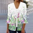 thumbnail image 2 of BangWanChi Summer Cardigans for Women Lightweight Women's Fashion Casual Printing V-Neck 3/4 Sleeve Loose Ladies Tops Blouses Cardigan, 2 of 5