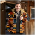 thumbnail image 2 of GXIPO Heavy Thick Flannel Plaid Jacket Sherpa Fleece Lined Hoodies for Men Zip Up Winter Warm Coat Buffalo Zipper Sweatshirt Orange L, 2 of 5