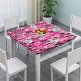 thumbnail image 3 of Pink Black Camo Tiger Stripes Pattern Square Fitted Tablecloth with Elastic Edge,Square Table Cover,Washable Elastic Table Cover for Home Kitchen Party Decor 34"x34", 3 of 6