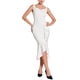 thumbnail image 2 of INSPIRE CHIC Vestido Midi de Cola de Pez sin Mangas con Escote Corazón Elegante y Volantes para Mujeres en Beige y Blanco, 2 of 5