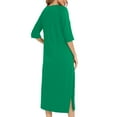thumbnail image 5 of DuoJiaJ Women Solid Comfortable Casual Skirt Loose Pajamas Seven Quarter Sleeve Nightgown Women's Long Nightgowns Green, 5 of 5