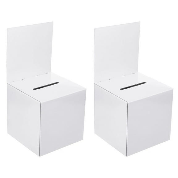 2Pcs Ballot Box Donation Box With Removable Header Board Suggestion Box White