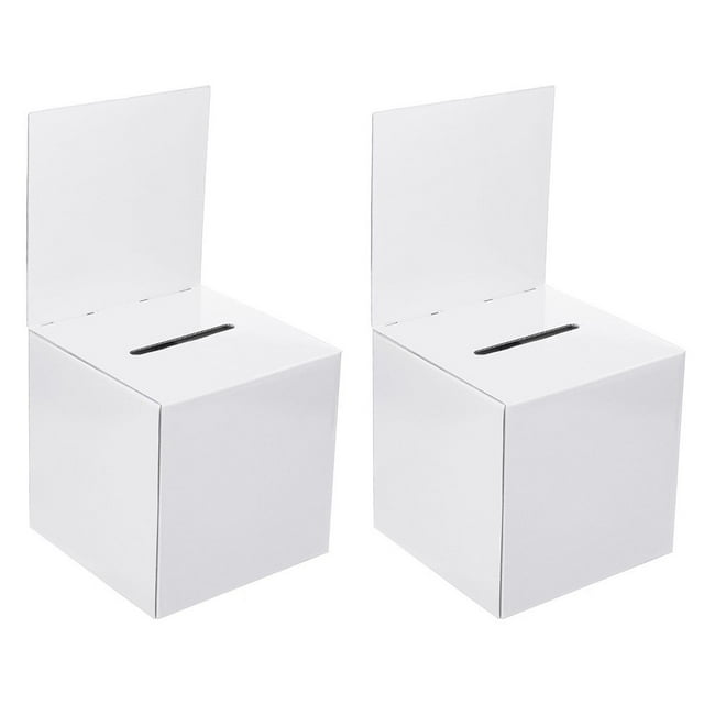 Lefu 2Pcs Ballot Box Donation Box with Removable Header Board Suggestion Box White