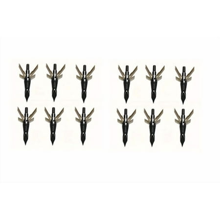 12PCS Hunting Hybrid Broadhead 125 Grain 4-Blade Mechanical Blade 1.5 Cutting Dia Broadhead for Compound Bows and Crossbows