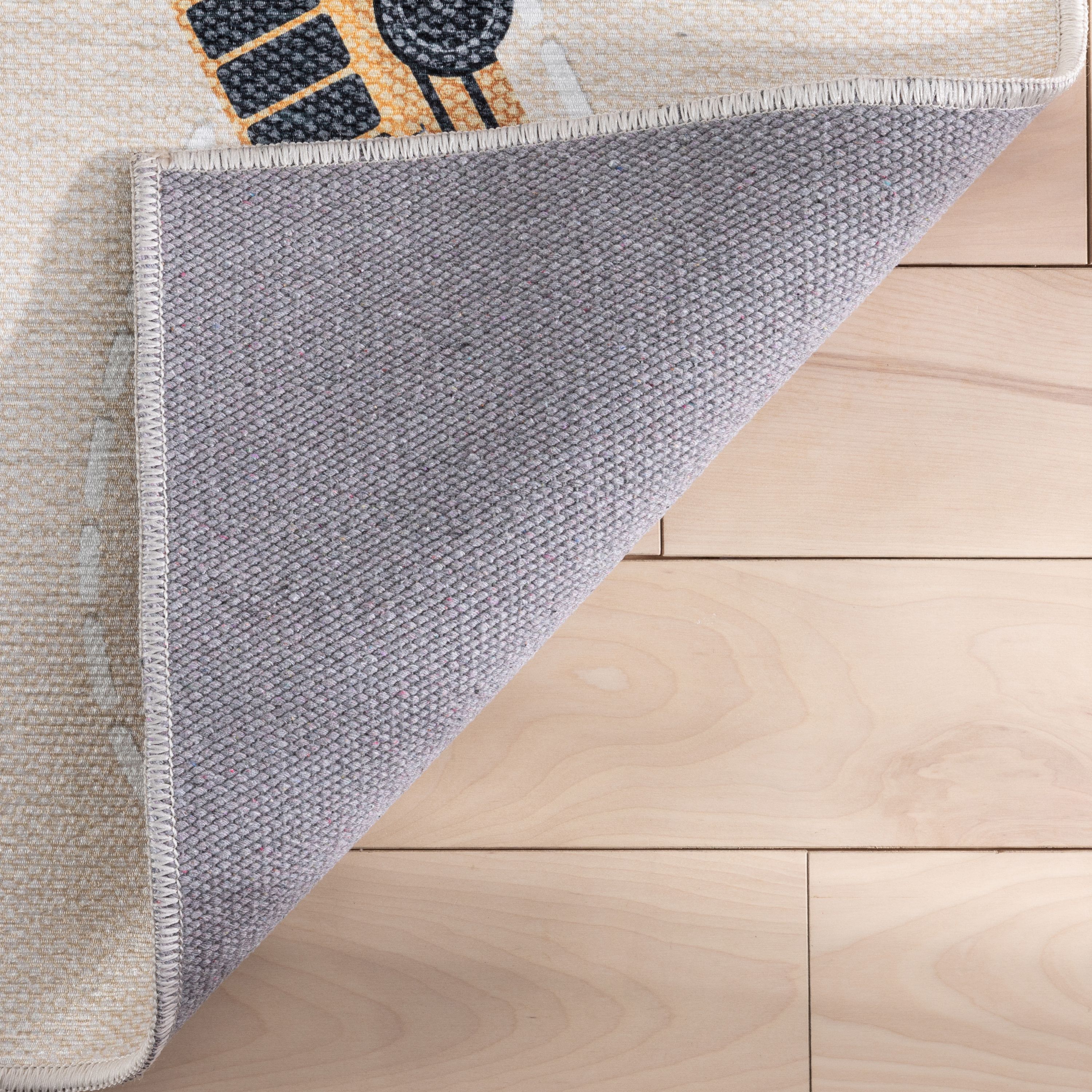 Well Woven Kids Rugs Traffic Modern Beige Printed Distressed Machine Washable 3'3" x 5' Area Rug
