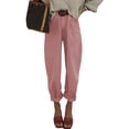thumbnail image 1 of Vaqueros elegantes para mujer, cintura alta, casual, holgados, color rosa, talla 14, 1 of 3